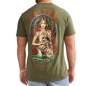 Sullen Art Collective Green Heartbreaker Tattoo Graphic T-Shirt, Size Medium